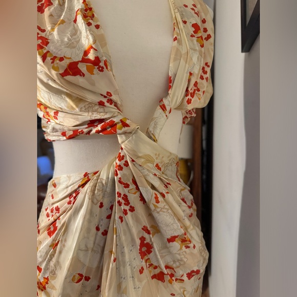 Auteur silk twist gown in kimono print, size S - Picture 2 of 15